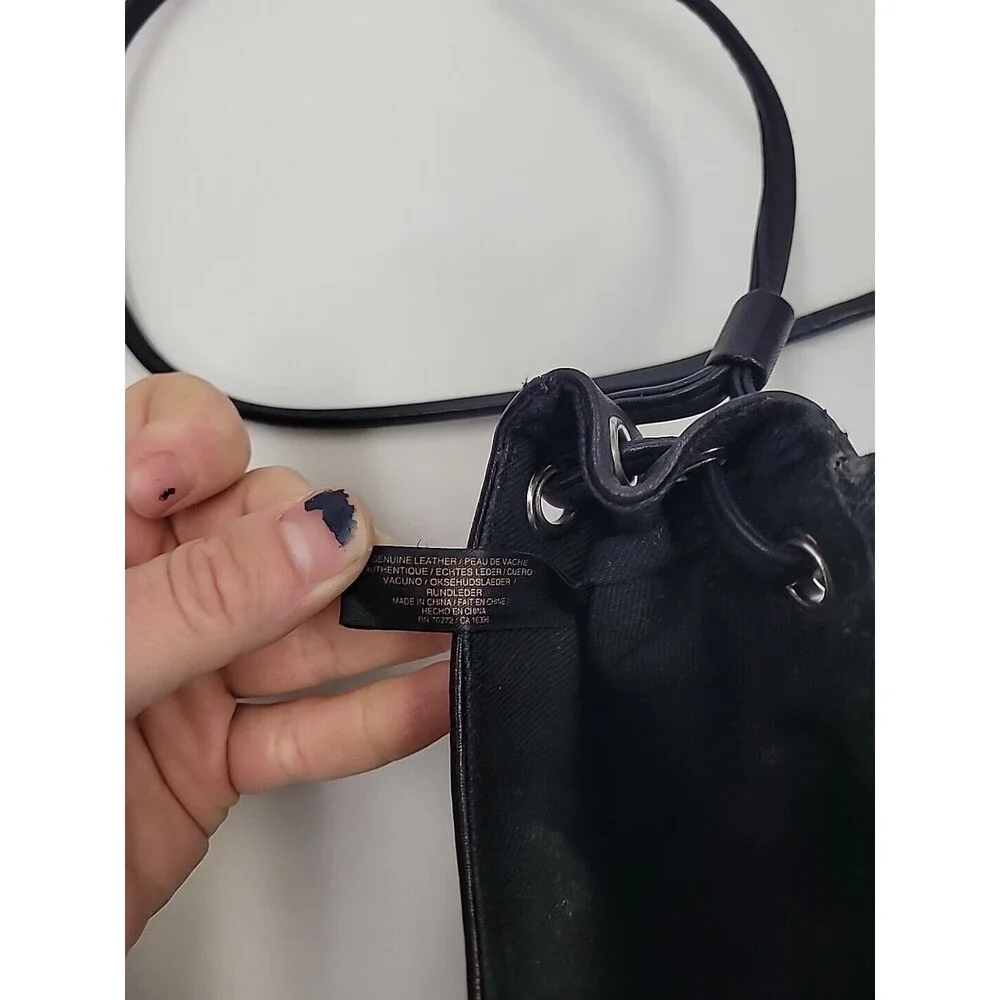Liz Claiborne Vintage Black‎ Genuine Leather Mini Crossbody Bag Purse